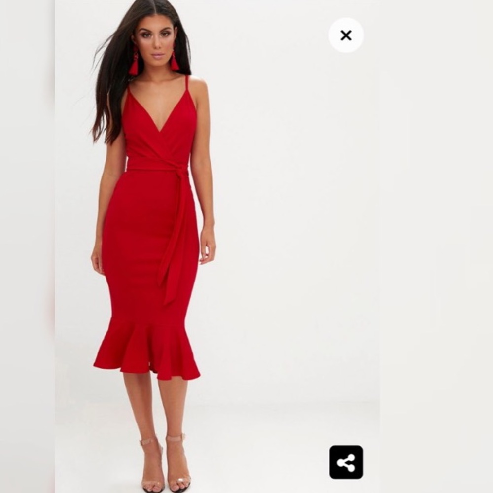 PrettyLittleThing Fishtail Midi Dress NWT
